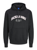 Jack & Jones Mens Bronx Regular Fit Hooded Sweat - BLACK - Borderland Muff
