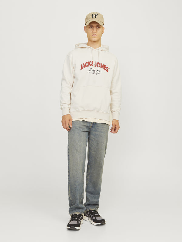Jack & Jones Mens Bronx Regular Fit Hooded Sweat - WHITE - Borderland Muff