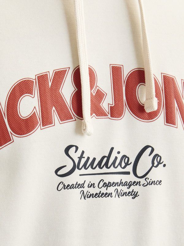 Jack & Jones Mens Bronx Regular Fit Hooded Sweat - WHITE - Borderland Muff