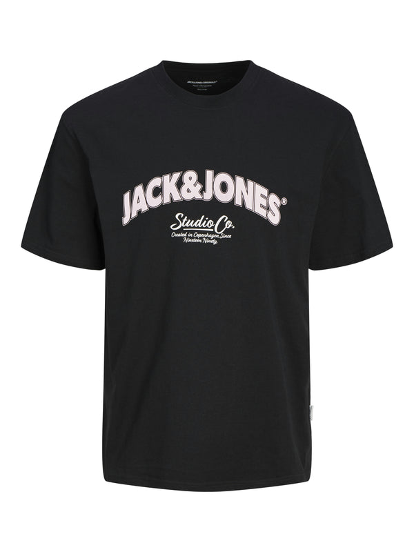 Jack & Jones Mens Relaxed Fit 100% Cotton Bronx T-shirt-BLACK - Borderland Muff