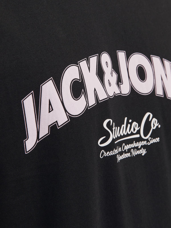 Jack & Jones Mens Relaxed Fit 100% Cotton Bronx T-shirt-BLACK - Borderland Muff