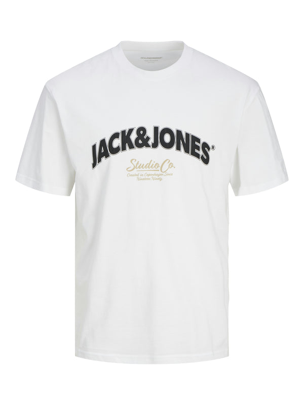 Jack & Jones Mens Relaxed Fit 100% Cotton Bronx T-shirt-BRIGHT WHITE - Borderland Muff