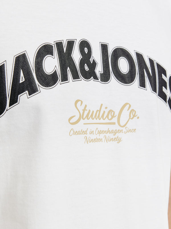 Jack & Jones Mens Relaxed Fit 100% Cotton Bronx T-shirt-BRIGHT WHITE - Borderland Muff
