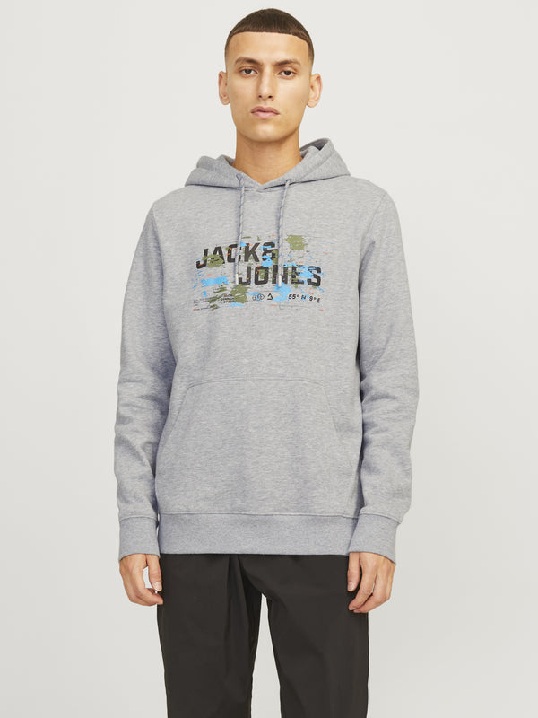 Jack & Jones Mens Regular Fit Outdoor Hoody-LIGHT GREY - Borderland Muff