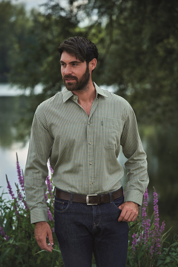 Champion Mens Cartmel Brushed Inner Check Shirt-OLIVE - Borderland Muff