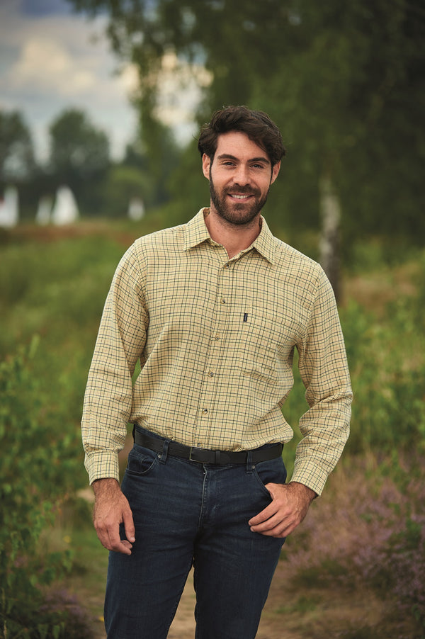 Champion Mens Cartmel Brushed Inner Check Shirt-STONE - Borderland Muff