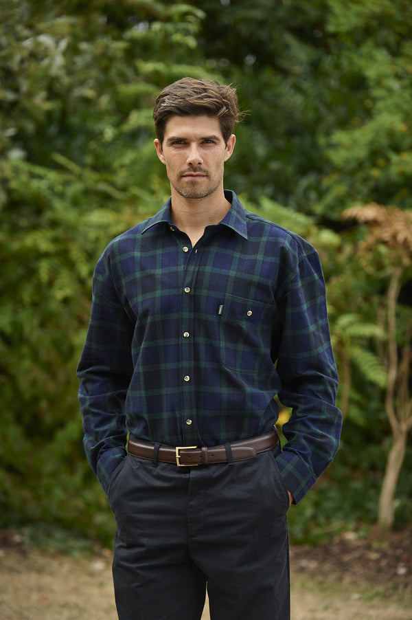 Champion Mens Matlock 100% Cotton Check Shirt-GREEN - Borderland Muff