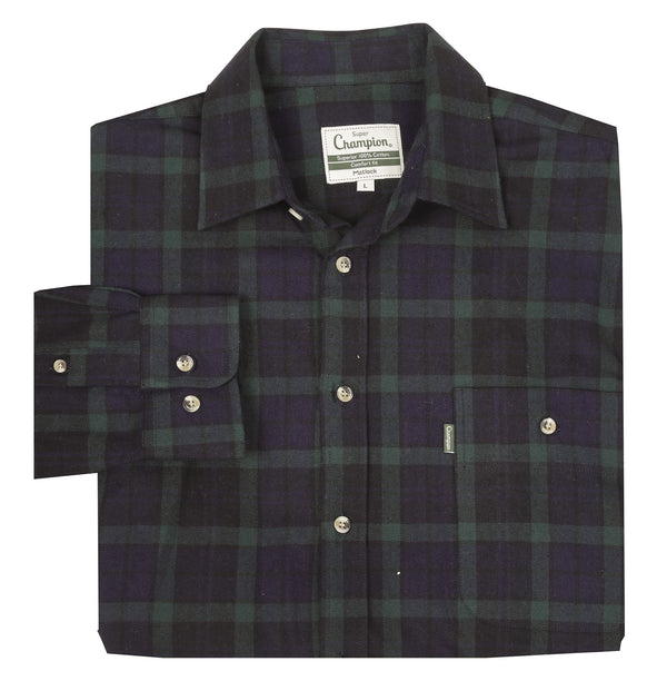 Champion Mens Matlock 100% Cotton Check Shirt-GREEN - Borderland Muff