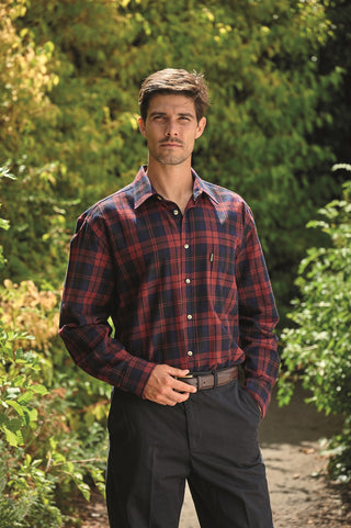 Champion Mens Matlock 100% Cotton Check Shirt-RED - Borderland Muff