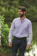 Champion Mens Harrowgate Long Sleeve Check Shirt-BLUE - Borderland Muff