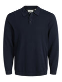 Produkt Mens Dawson Long Sleeve Regular Fit Cotton Knitted Polo-NAVY - Borderland Muff