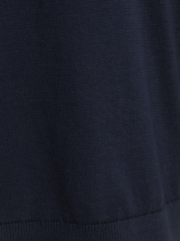 Produkt Mens Dawson Long Sleeve Regular Fit Cotton Knitted Polo-NAVY - Borderland Muff