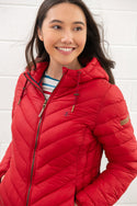 Lighthouse Ladies Water Repellent Insulated Hooded Laurel Mid Length Coat-RED - Borderland Muff