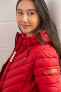 Lighthouse Ladies Water Repellent Insulated Hooded Laurel Mid Length Coat-RED - Borderland Muff