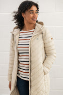 Lighthouse Ladies Water Repellent Insulated Hooded Laurel Mid Length Coat-CREAM - Borderland Muff
