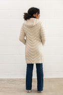 Lighthouse Ladies Water Repellent Insulated Hooded Laurel Mid Length Coat-CREAM - Borderland Muff