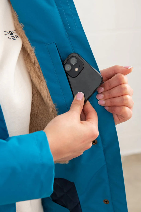 Lighthouse Ladies Waterproof Breathable Windproof Scarlett Mid-hip Coat-TEAL - Borderland Muff