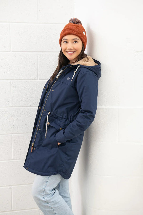 Lighthouse Ladies Waterproof Windproof Breathable Isobel 3/4 Length Coat-NAVY - Borderland Muff