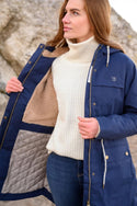Lighthouse Ladies Waterproof Windproof Breathable Isobel 3/4 Length Coat-NAVY - Borderland Muff
