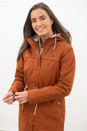 Lighthouse Ladies Waterproof Windproof Breathable Isobel 3/4 Length Coat-RUSTIC BROWN - Borderland Muff