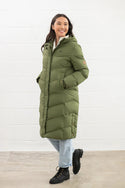 Lighthouse Ladies Relaxed Fit Long Water Repellent Savannah Padded Coat-OLIVE - Borderland Muff