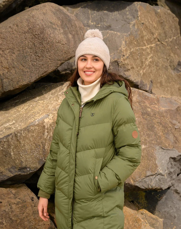 Lighthouse Ladies Relaxed Fit Long Water Repellent Savannah Padded Coat-OLIVE - Borderland Muff