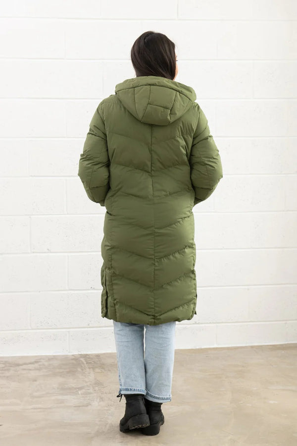 Lighthouse Ladies Relaxed Fit Long Water Repellent Savannah Padded Coat-OLIVE - Borderland Muff