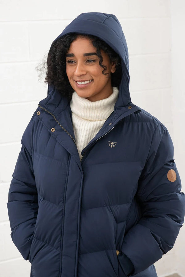 Lighthouse Ladies Relaxed Fit Long Water Repellent Savannah Padded Coat-NAVY - Borderland Muff