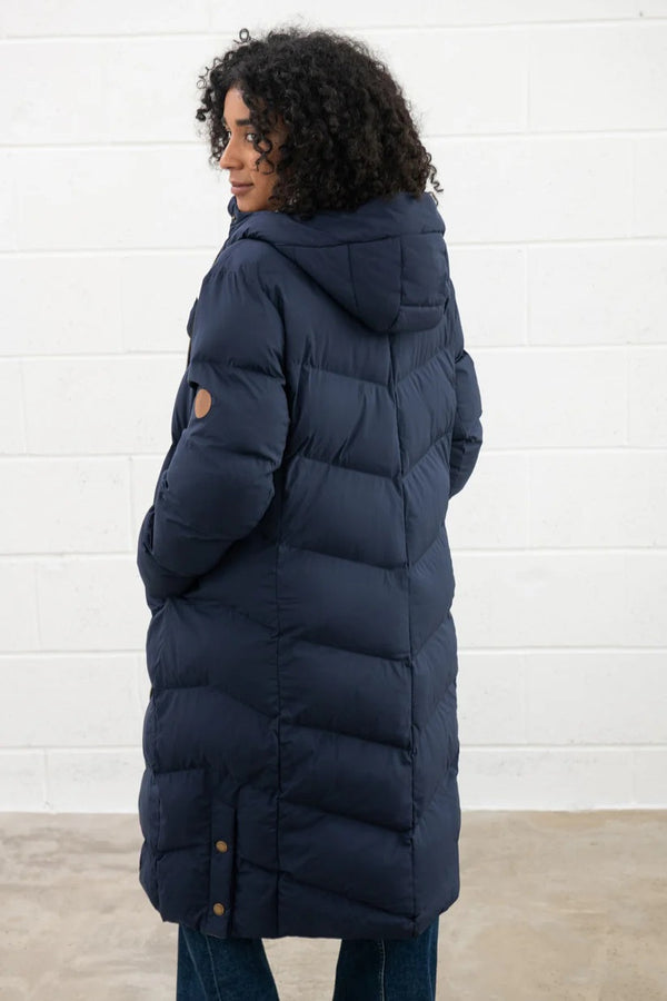 Lighthouse Ladies Relaxed Fit Long Water Repellent Savannah Padded Coat-NAVY - Borderland Muff