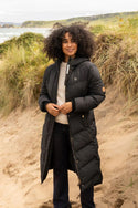 Lighthouse Ladies Relaxed Fit Long Water Repellent Savannah Padded Coat-BLACK - Borderland Muff
