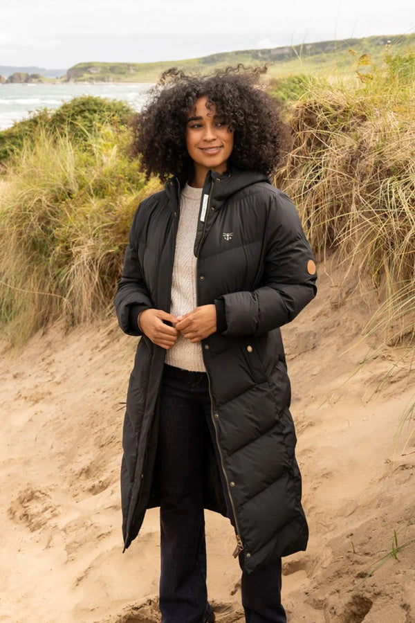 Lighthouse Ladies Relaxed Fit Long Water Repellent Savannah Padded Coat-BLACK - Borderland Muff
