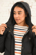Lighthouse Ladies Relaxed Fit Long Water Repellent Savannah Padded Coat-BLACK - Borderland Muff