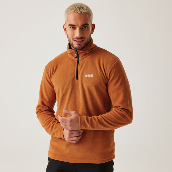Regatta Mens Thompson Lightweight Half Zip Fleece-BURNT - Borderland Muff