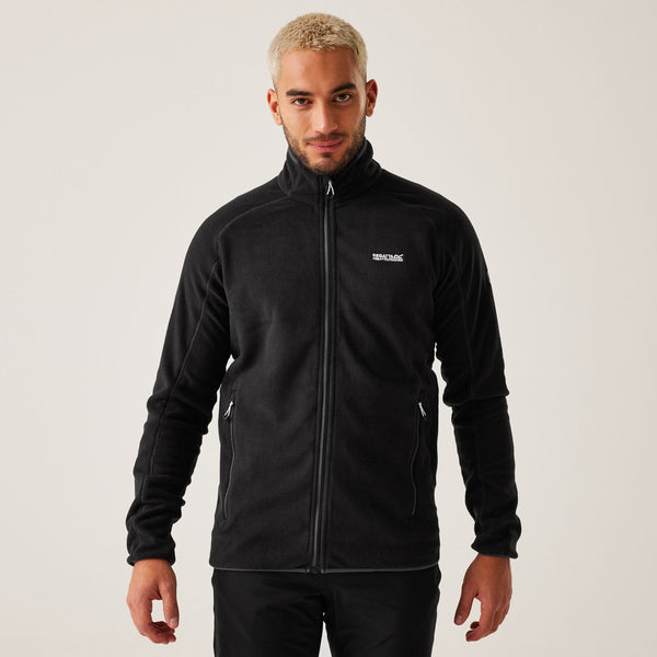 Regatta Mens Hadfield Full Zip Fleece-BLACK - Borderland Muff