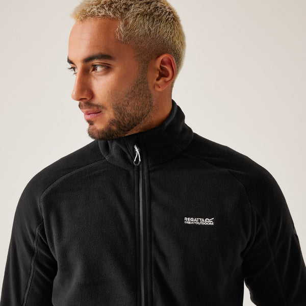 Regatta Mens Hadfield Full Zip Fleece-BLACK - Borderland Muff