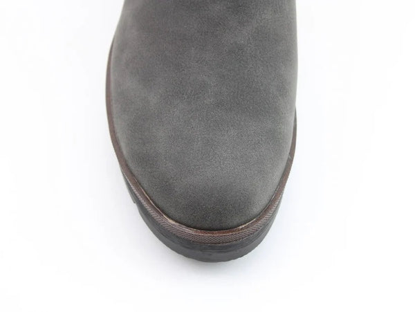 Heavenly Feet Ladies Vegan Friendly Low Wedge Ottavia Ankle Boot-GREY - Borderland Muff