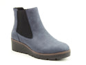 Heavenly Feet Ladies Vegan Friendly Low Wedge Ottavia Ankle Boot-NAVY - Borderland Muff