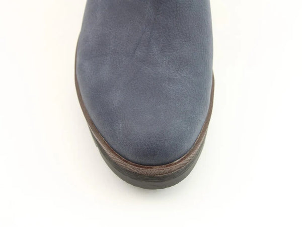 Heavenly Feet Ladies Vegan Friendly Low Wedge Ottavia Ankle Boot-NAVY - Borderland Muff