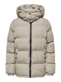 JDY Ladies Esta Mid Length Padded Hooded Jacket-CROCKERY - Borderland Muff