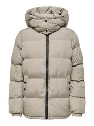 JDY Ladies Esta Mid Length Padded Hooded Jacket-CROCKERY - Borderland Muff