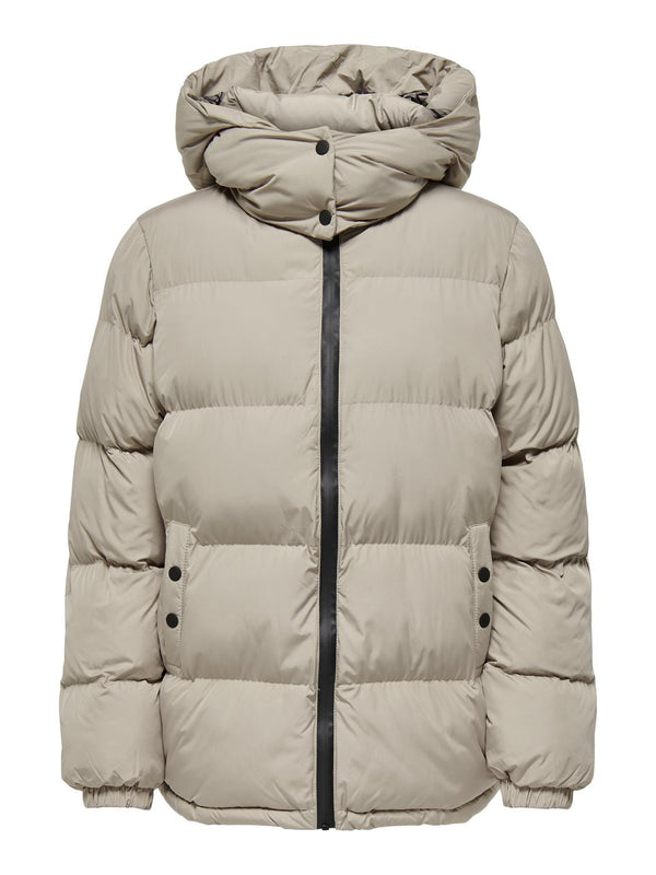 JDY Ladies Esta Mid Length Padded Hooded Jacket-CROCKERY - Borderland Muff
