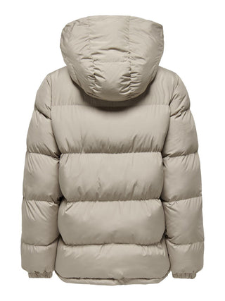 JDY Ladies Esta Mid Length Padded Hooded Jacket-CROCKERY - Borderland Muff