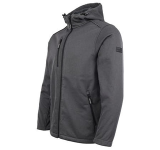 Tuff Stuff Hale Mens Waterproof Breathable Fleece Lined Hooded Softshell Work Jacket -GREY - Borderland Muff