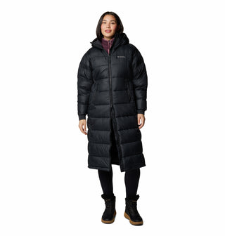 Columbia Ladies Pike Lake II Long relaxed Fit Insulated Hooded Jacket  Omni-Heat™ thermal reflective. Omni-Shield™ advanced repellency. 100% recycled -BLACK - Borderland Muff