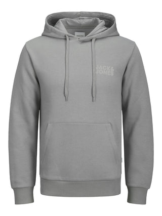 Jack & Jones Mens Logo Standard Fit Hoody -GREY - Borderland Muff