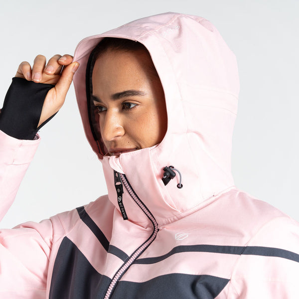 Dare2b Ladies Flurry Waterproof Breathable Stretch Ski Jacket-ROSE - Borderland Muff