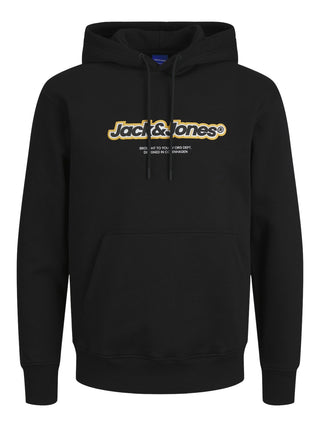 Jack & Jones Mens Newton Relaxed Fit Overhead Hoody-BLACK - Borderland Muff