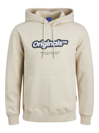 Jack & Jones Mens Newton Relaxed Fit Overhead Hoody-MOONBEAM - Borderland Muff