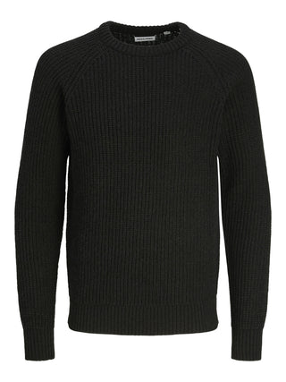 Jack & Jones Knit Crew Neck-BLACK - Borderland Muff