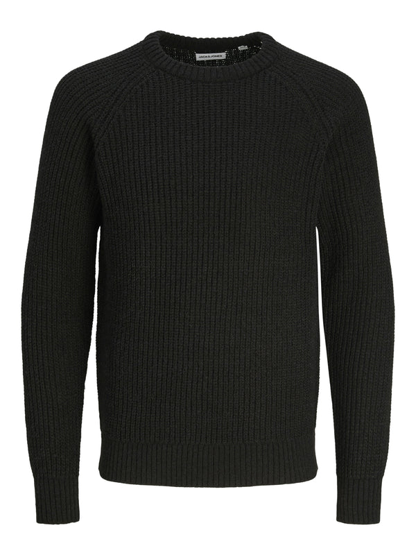 Jack & Jones Knit Crew Neck-BLACK - Borderland Muff
